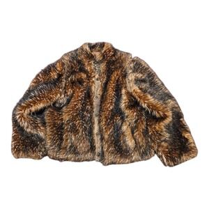 Beautiful Real Raccoon Fur Short BOMBER Coat Sz M/L Dirndl Closure VTG Custom